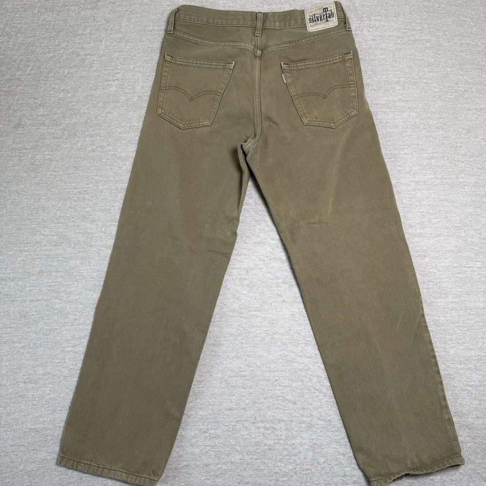 Levi's SilverTab Loose Jeans Womens 29x30 Khaki Green Straight Leg Denim Zip Fly - Picture 2 of 15